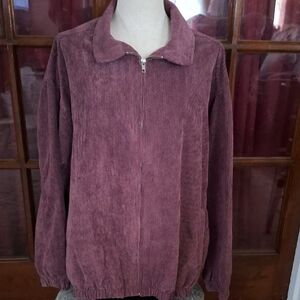 Purple Bomber Jacket with Soft Plush Fabric and Relaxed Fit